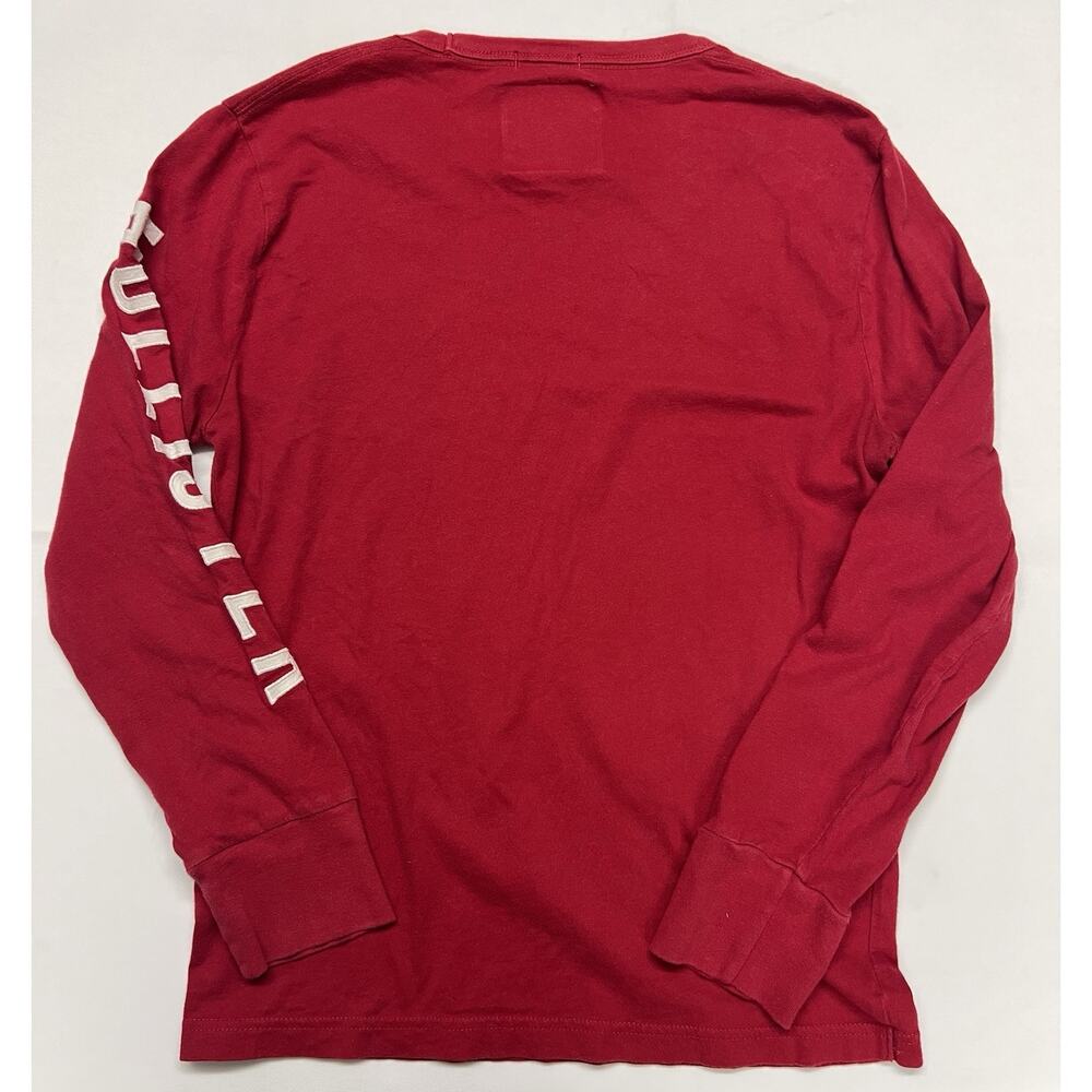 Hollister Men's Y2K Red Long Sleeve Puff Logo Cotton Size XL 2000's Seagull - Picture 7 of 7